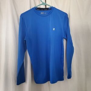 men's blue long sleeve athletic shirt